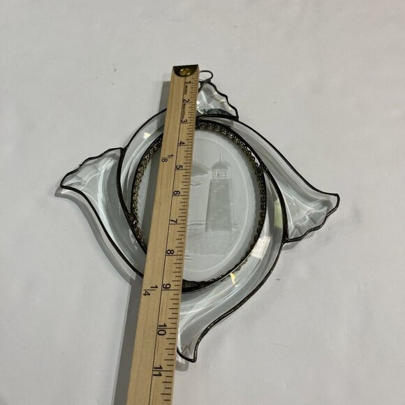 Vintage Clear Etched Lighthouse Sailboat Sea Window Hanging Suncatchers Metal - Picture 7 of 11